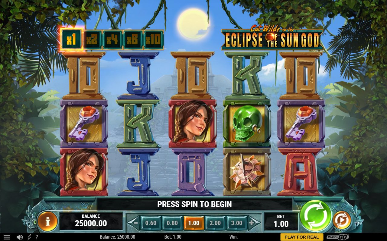 Cat Wilde in the Eclipse of the Sun God base game reels