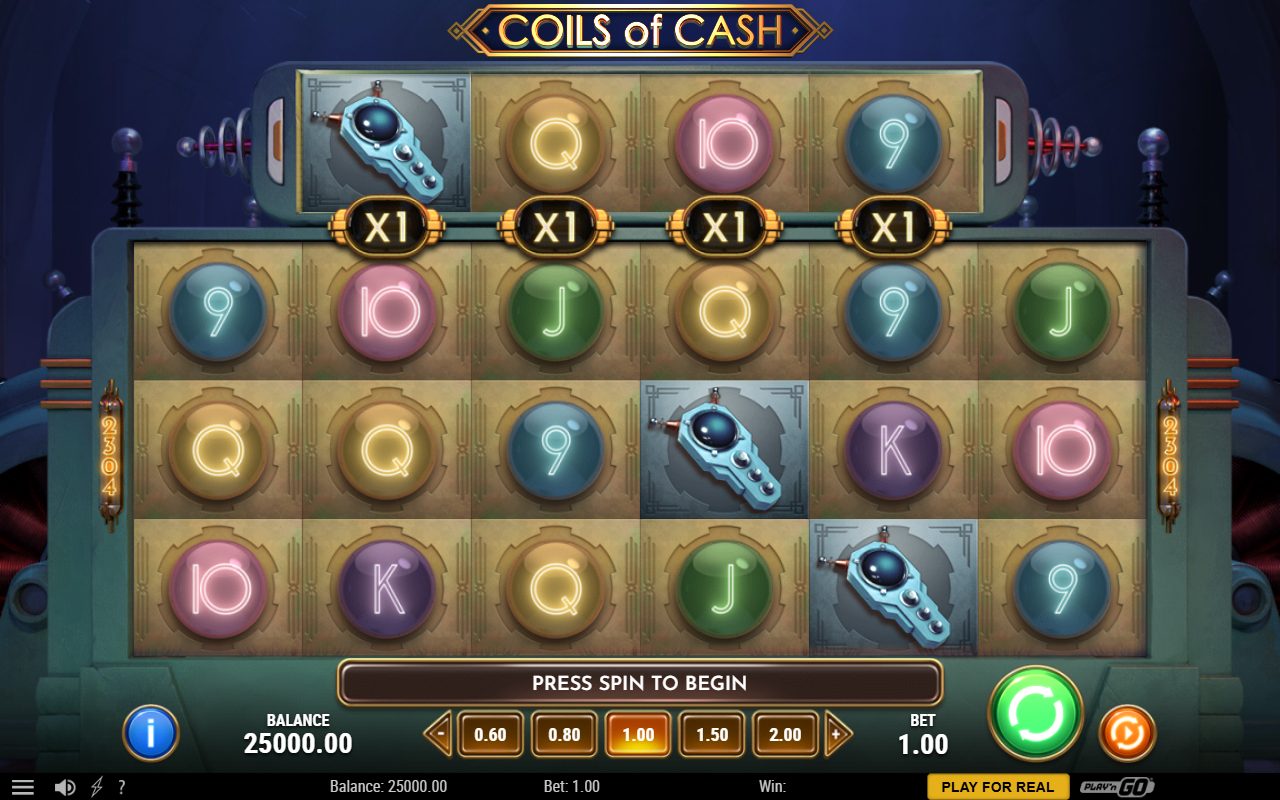 Coils of Cash base game reels