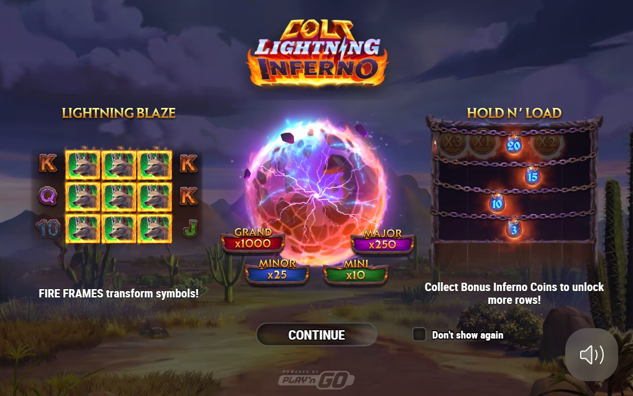 Colt Lightning Inferno game lobby / feature intro