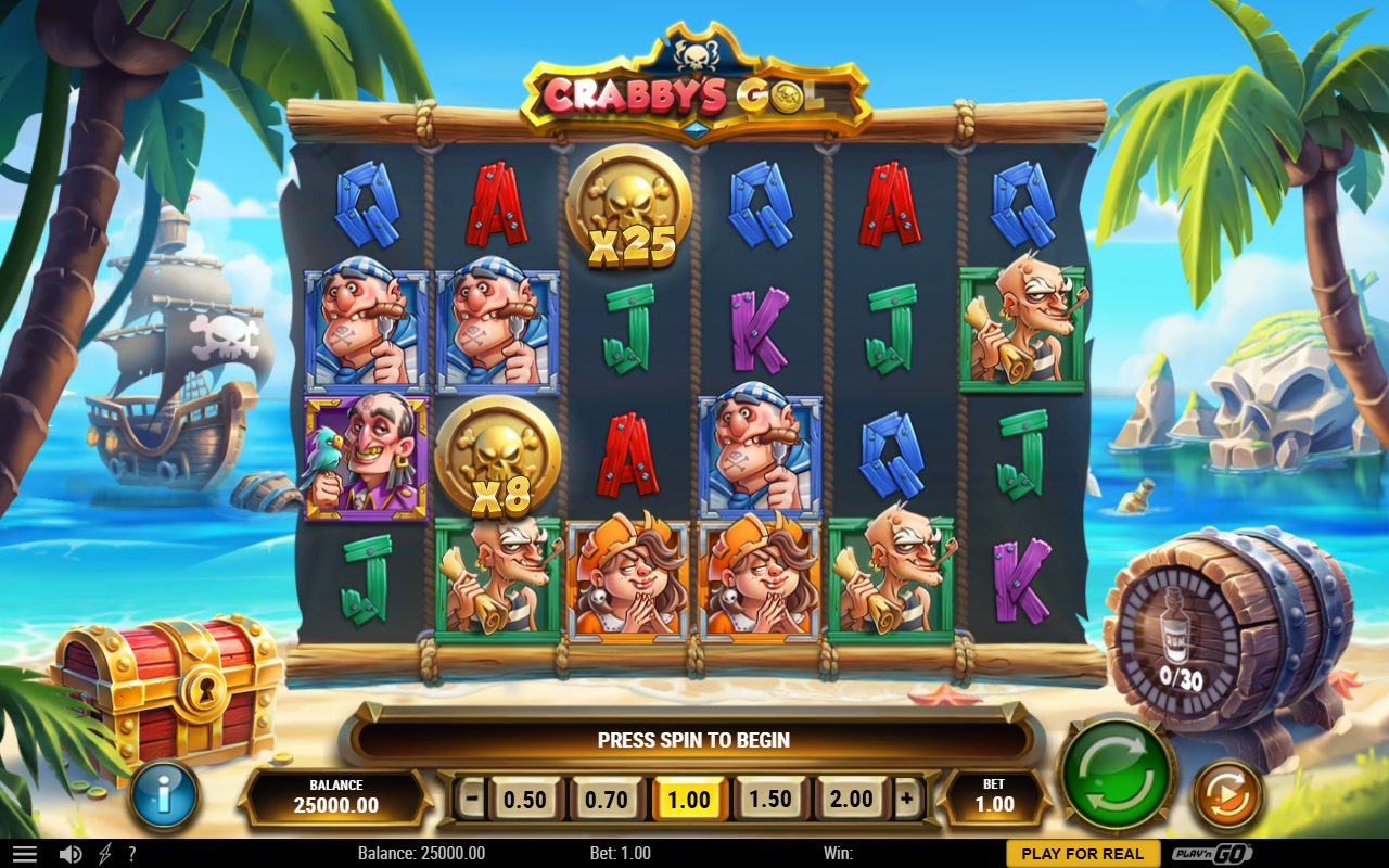 Crabby's Gold base game reels