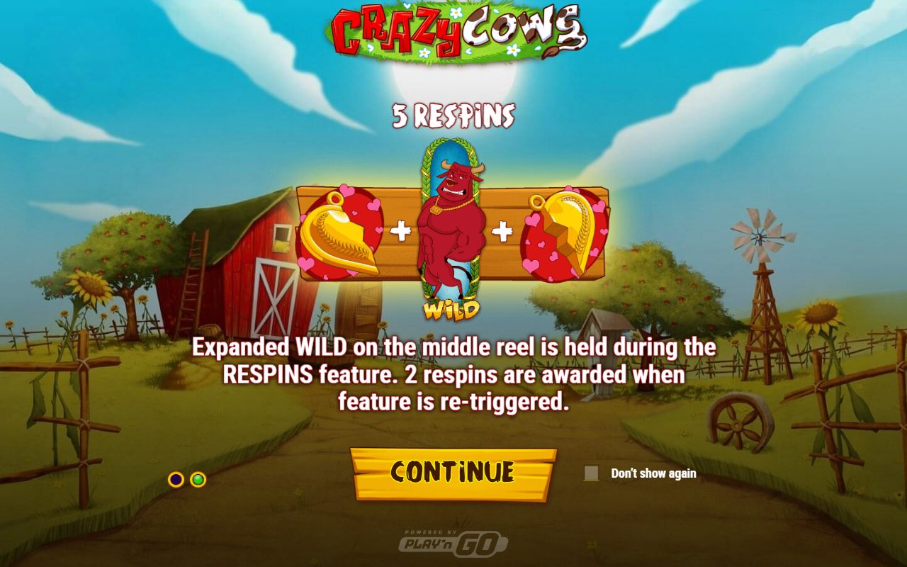 Crazy Cows game lobby / feature intro