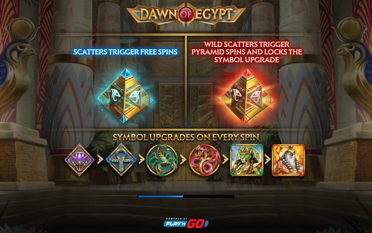 Dawn of Egypt game lobby / feature intro