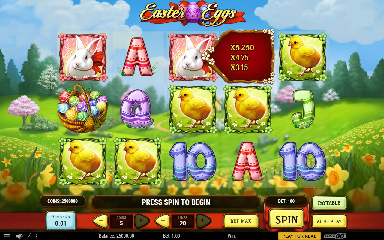 Easter Eggs base game reels