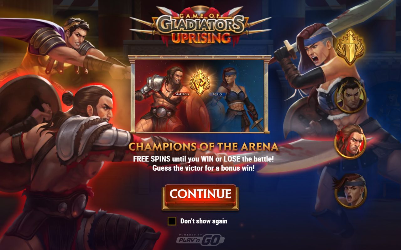 Game of Gladiators Uprising game lobby / feature intro
