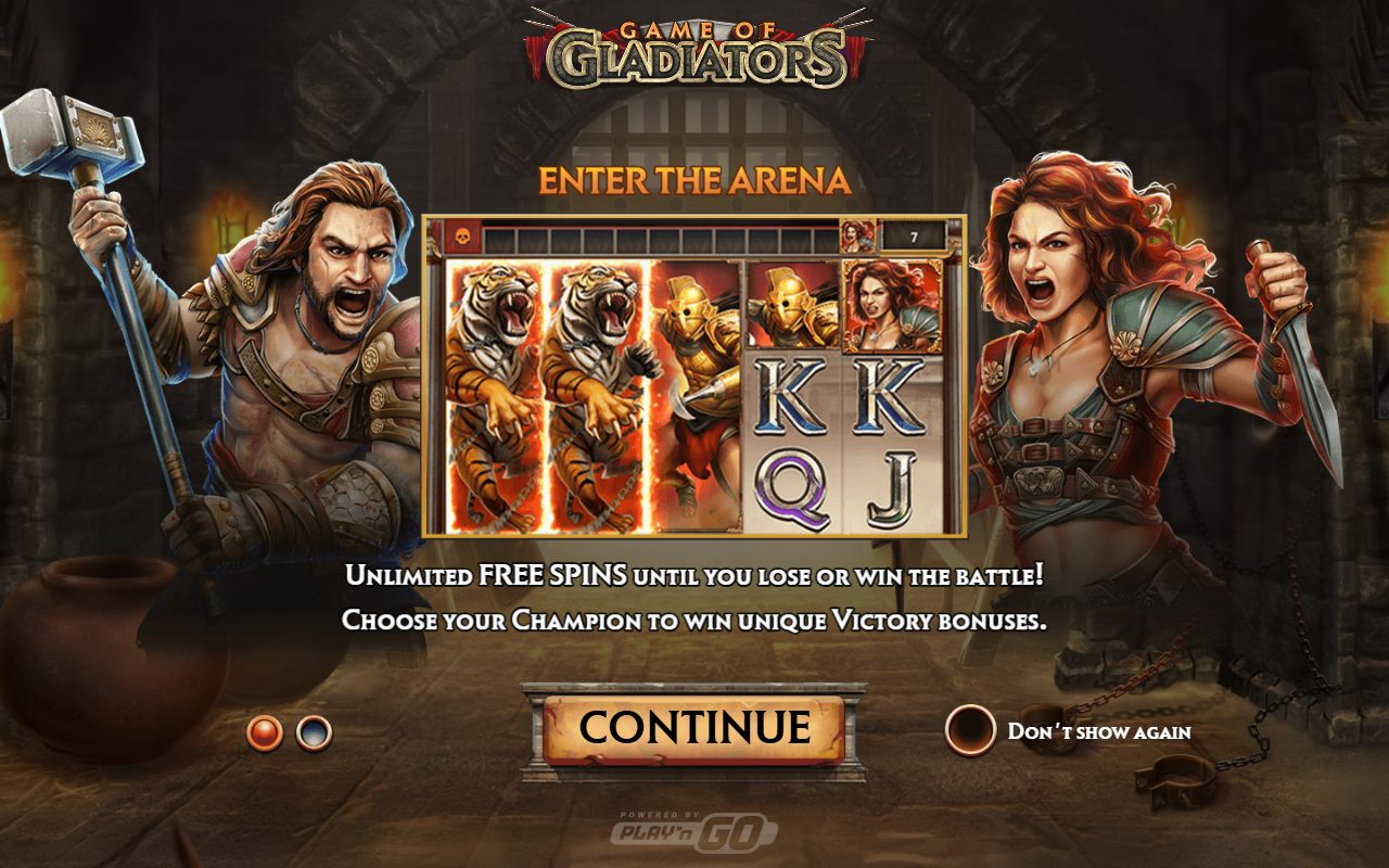 Game of Gladiators game lobby / feature intro
