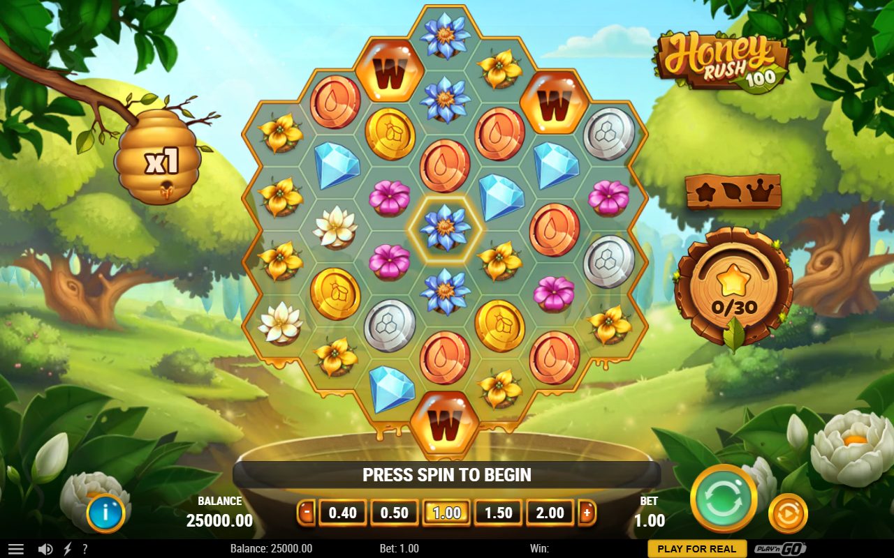 Honey Rush 100 base game reels
