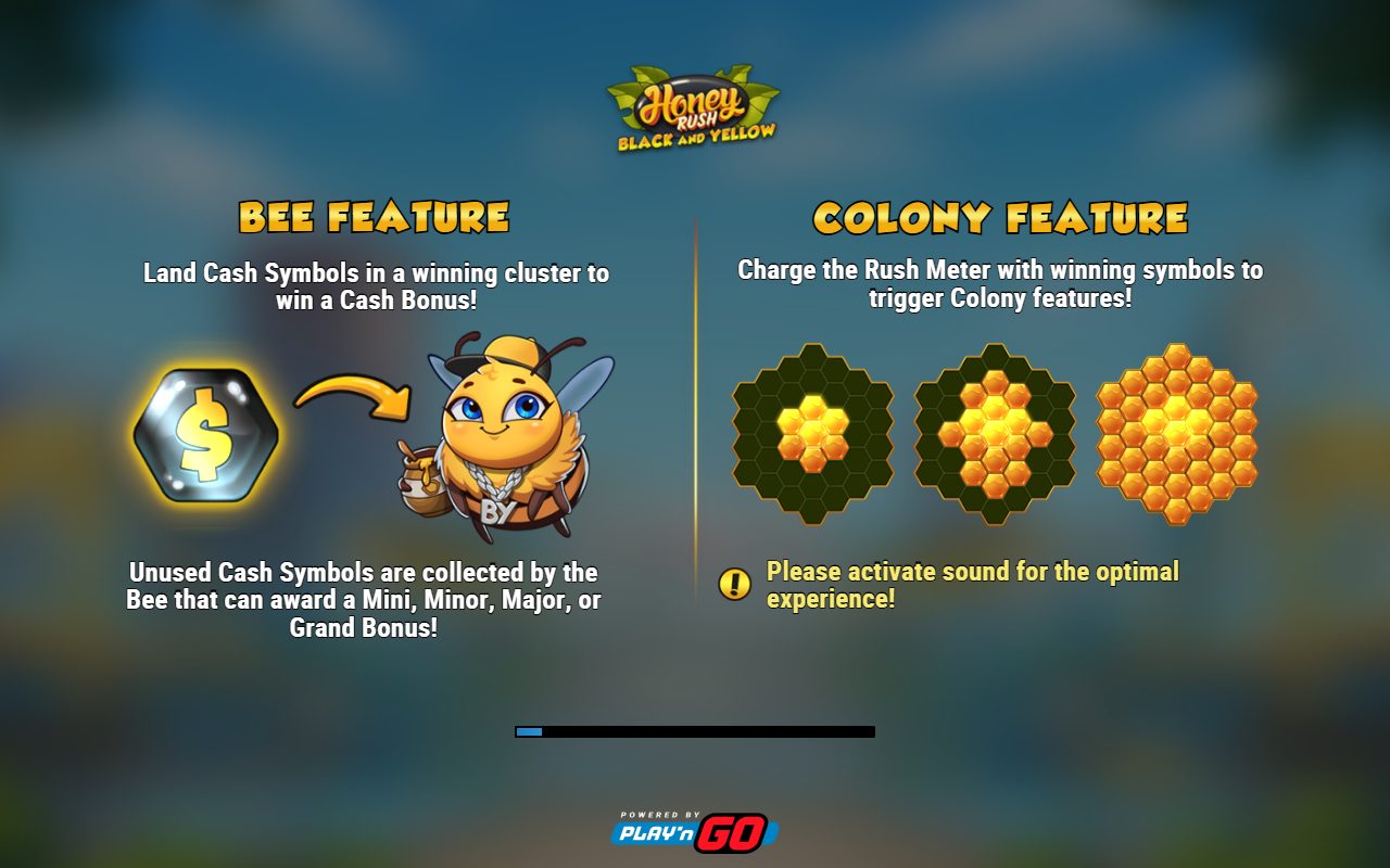 Honey Rush Black and Yellow game lobby / feature intro