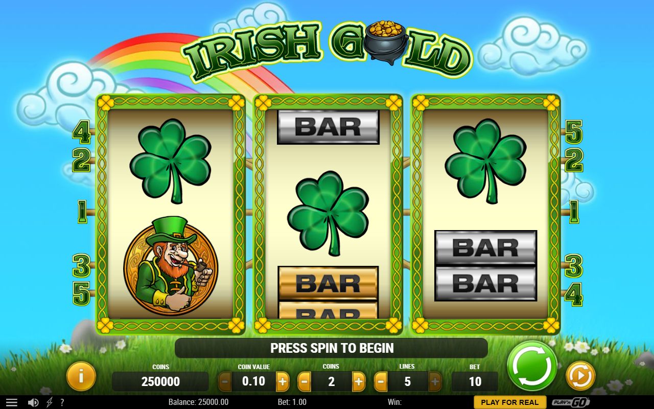 Irish Gold base game reels
