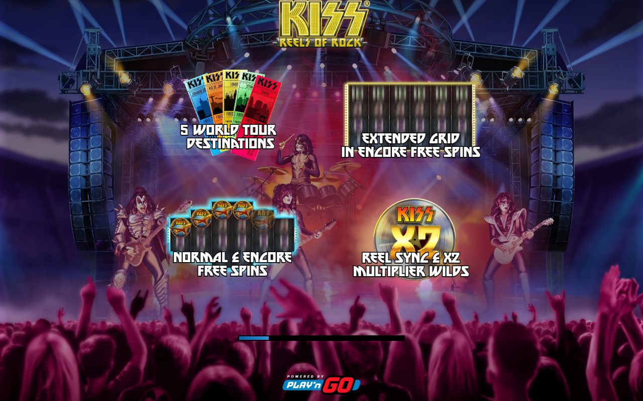 KISS Reels of Rock game lobby / feature intro