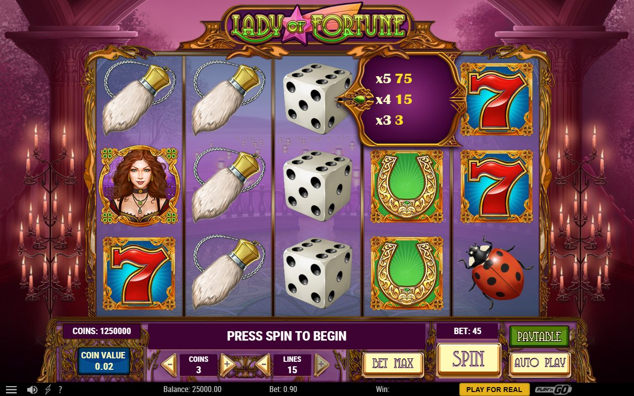 Lady of Fortune base game reels