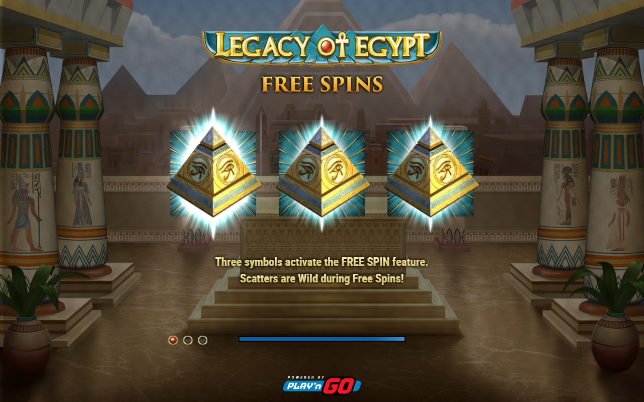 Legacy of Egypt game lobby / feature intro