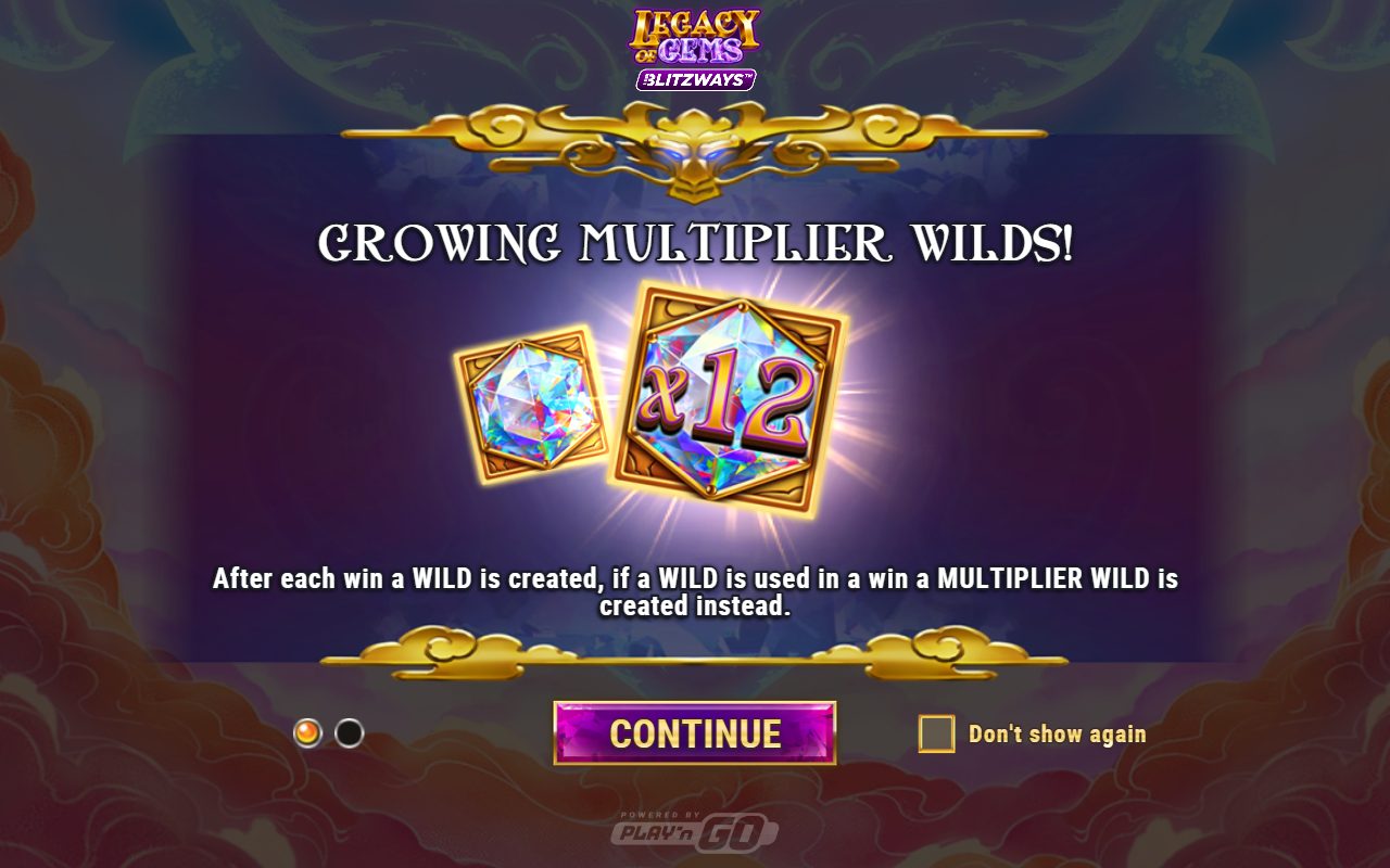 Legacy of Gems Blitzways game lobby / feature intro