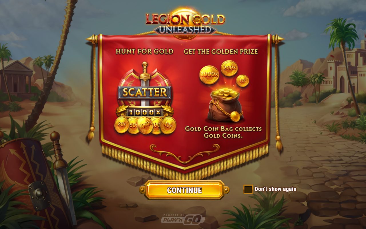 Legion Gold Unleashed game lobby / feature intro