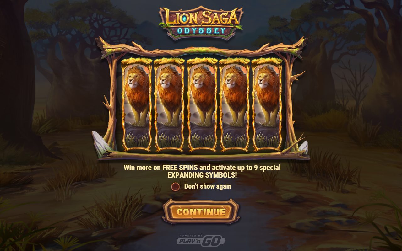 Lion Saga Odyssey game lobby / feature intro