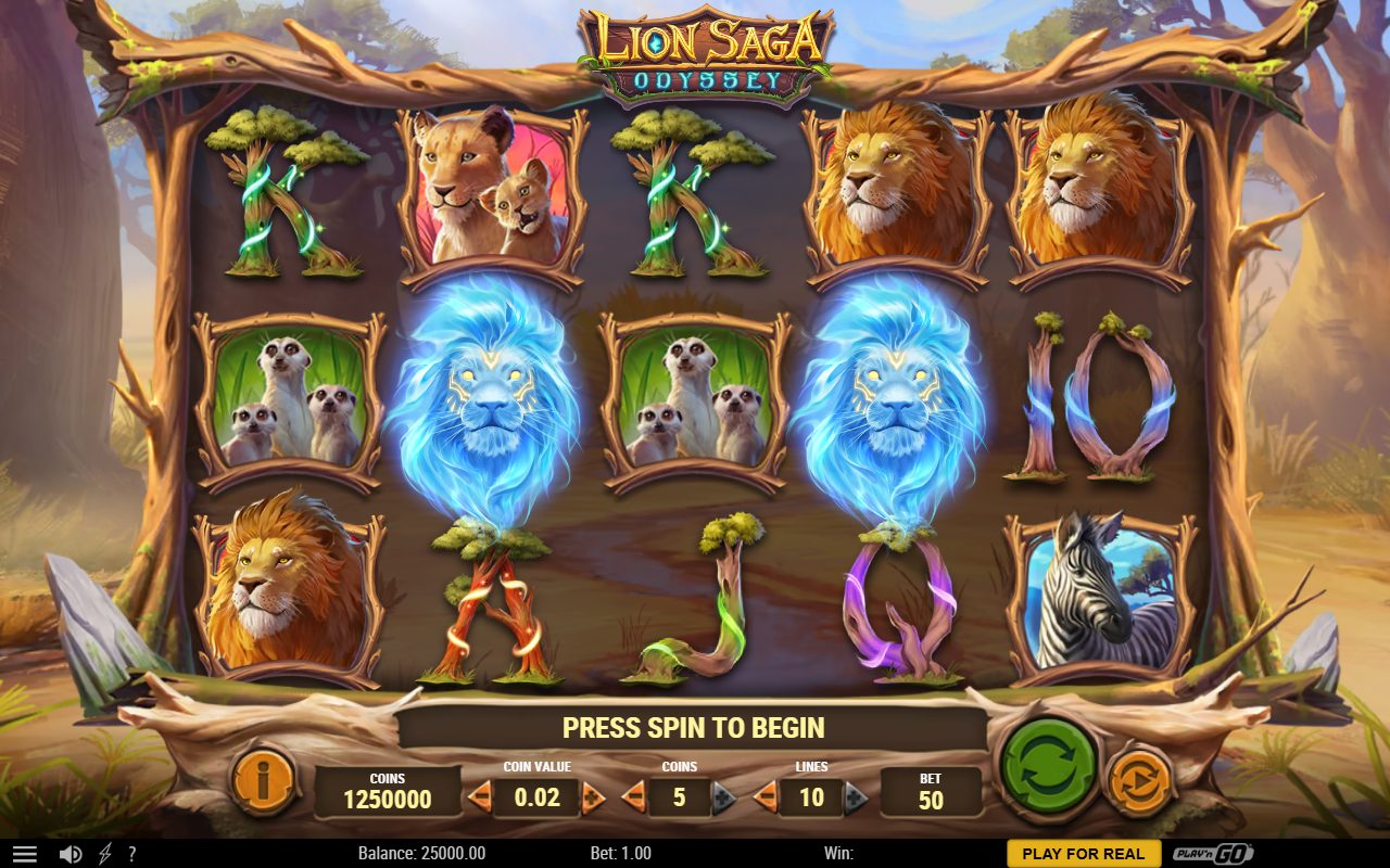 Lion Saga Odyssey base game reels