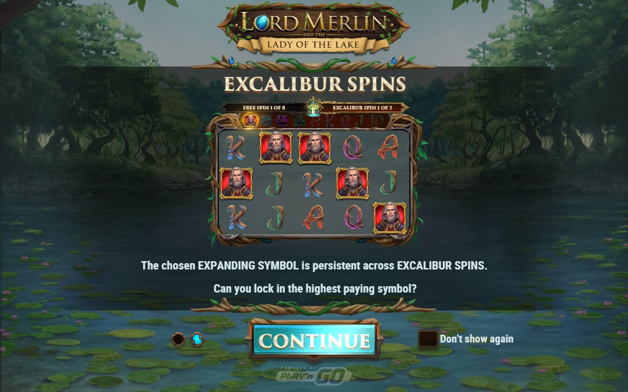 Lord Merlin and the Lady of the Lake game lobby / feature intro