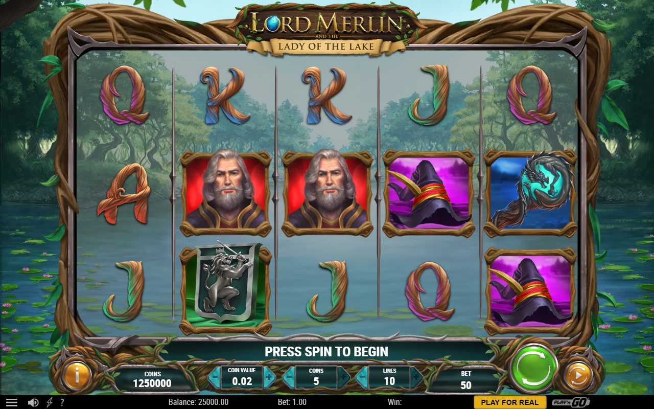 Lord Merlin and the Lady of the Lake base game reels