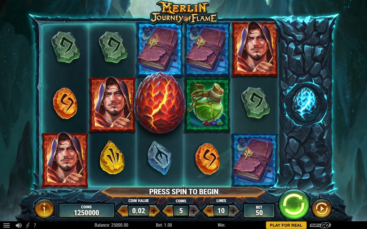 Merlin: Journey of Flame base game reels