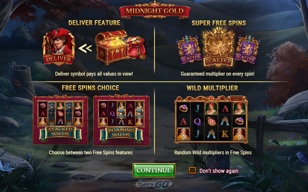 Midnight Gold game lobby / feature intro