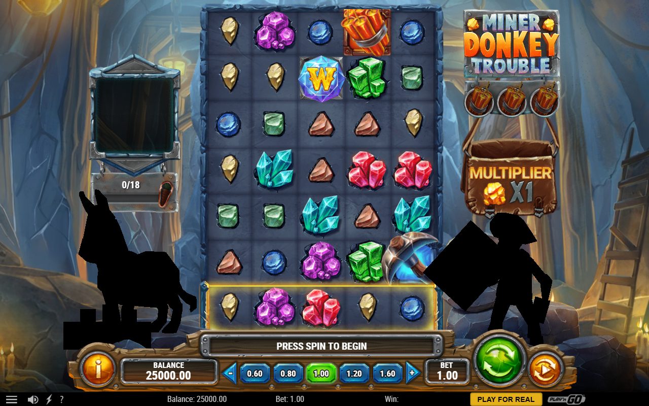Miner Donkey Trouble base game reels