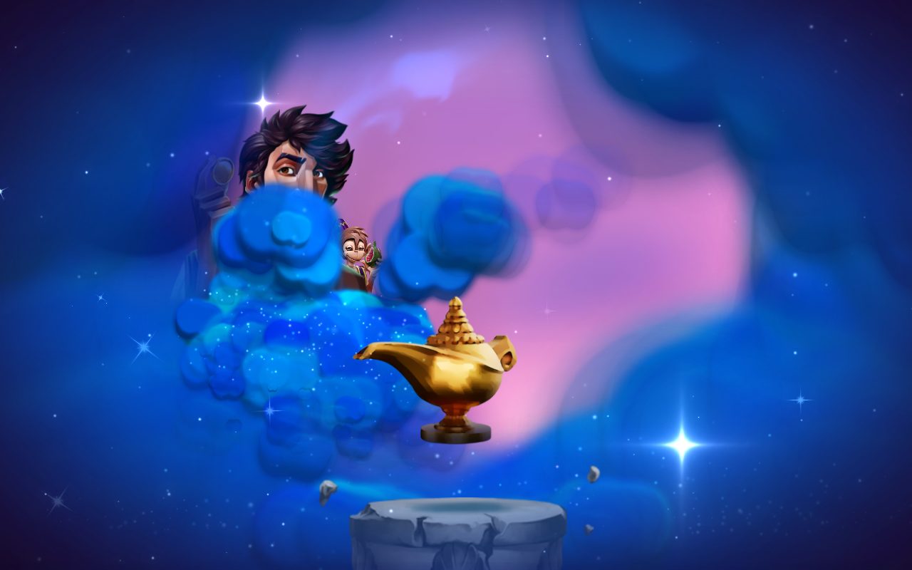 Mystery Genie Fortunes of the Lamp game lobby / feature intro