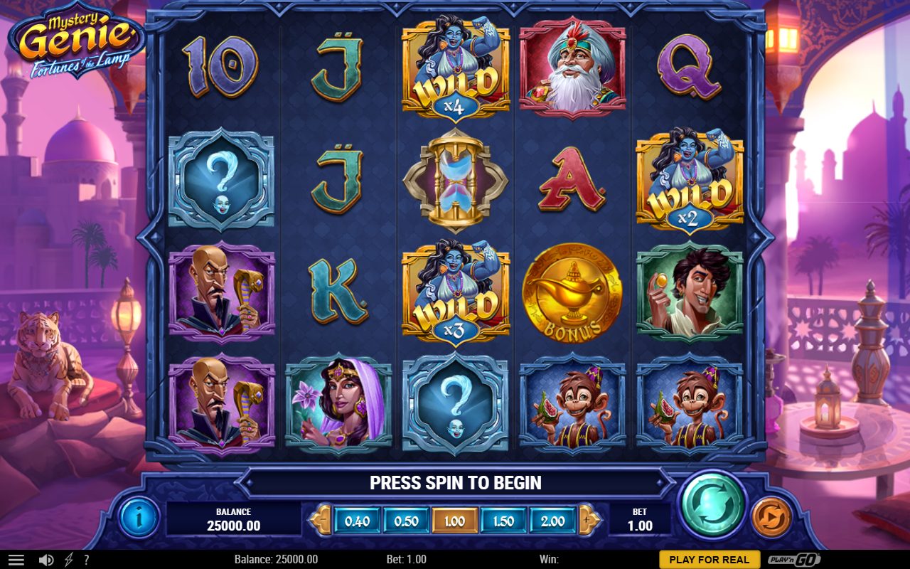 Mystery Genie Fortunes of the Lamp base game reels