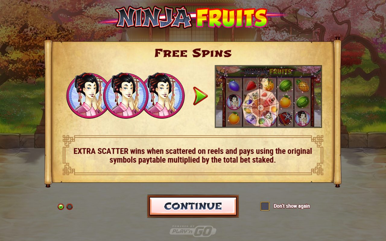 Ninja Fruits game lobby / feature intro