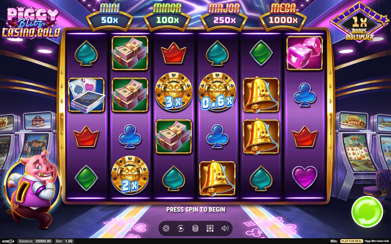 Piggy Blitz Casino Gold base game reels