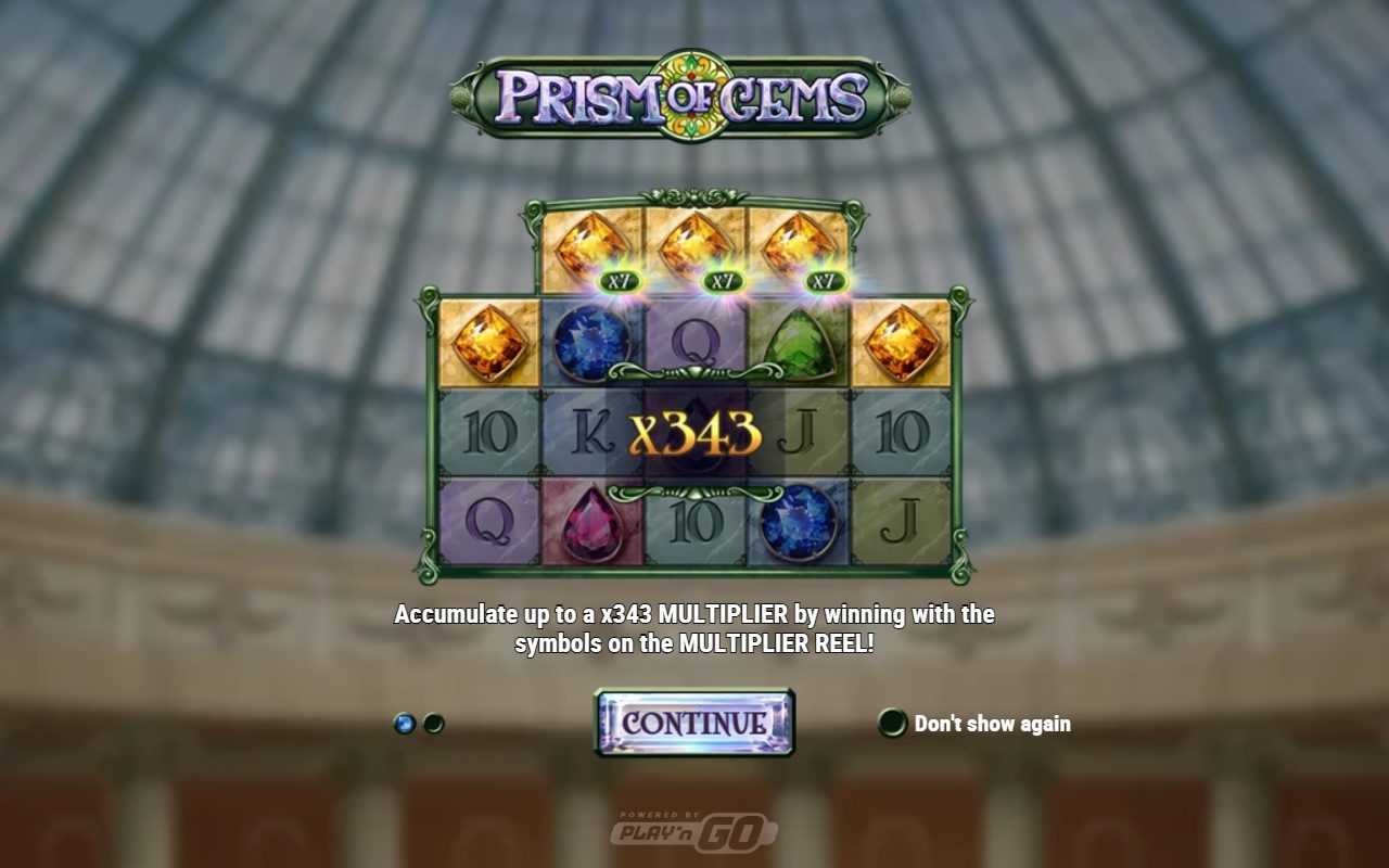 Prism of Gems game lobby / feature intro