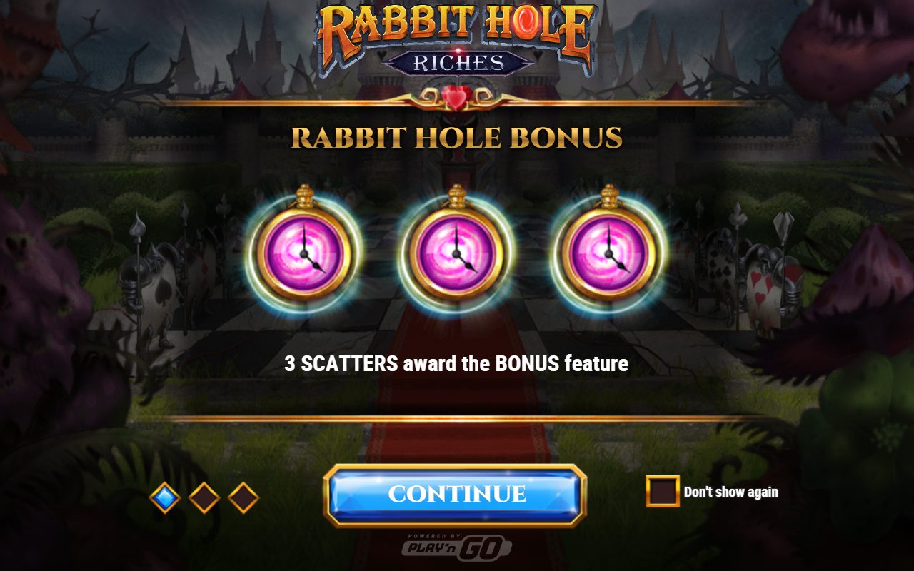 Rabbit Hole Riches game lobby / feature intro
