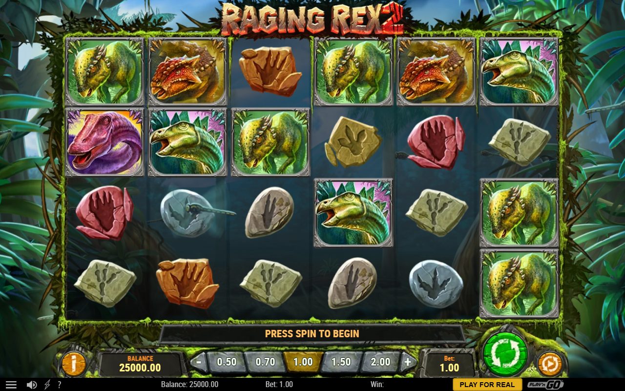 Raging Rex 2 base game reels