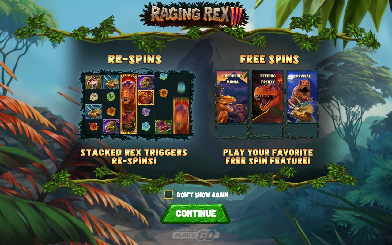 Raging Rex 3 game lobby / feature intro