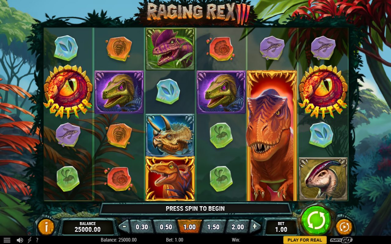 Raging Rex 3 base game reels