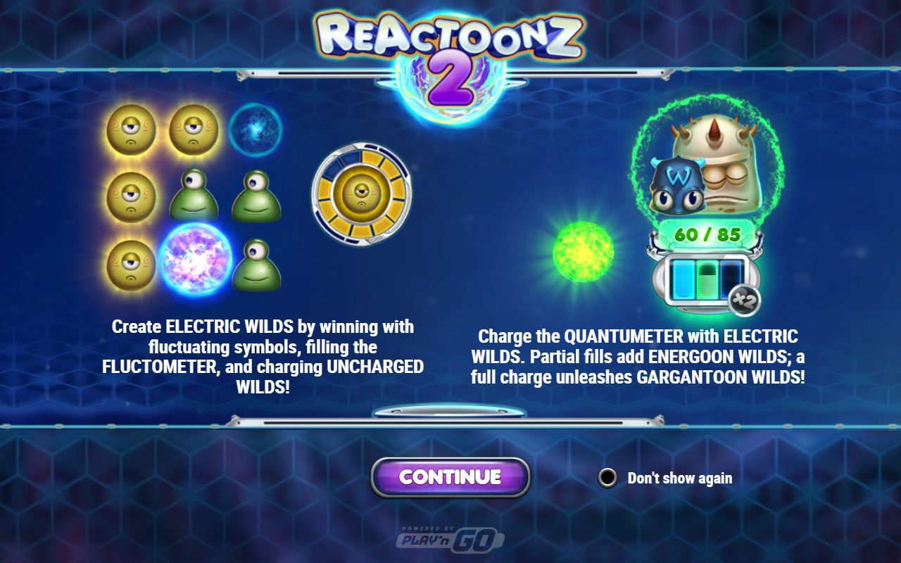 Reactoonz 2 game lobby / feature intro