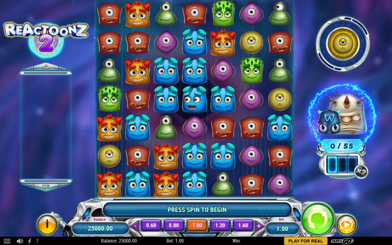 Reactoonz 2 base game reels