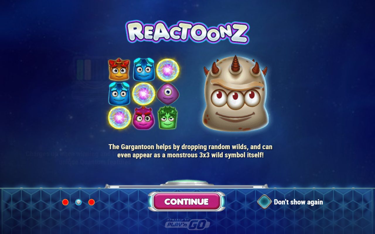Reactoonz game lobby / feature intro