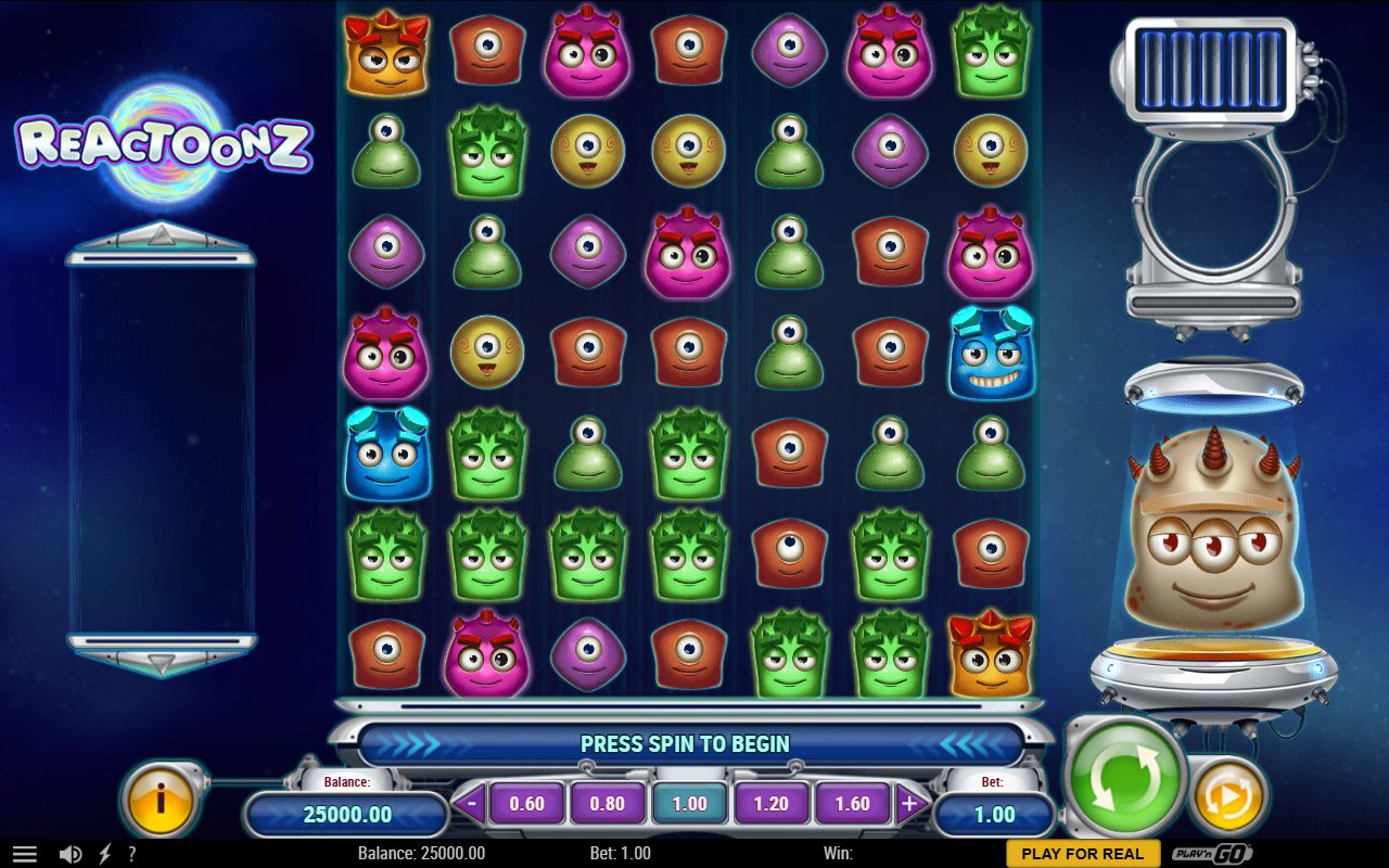 Reactoonz base game reels