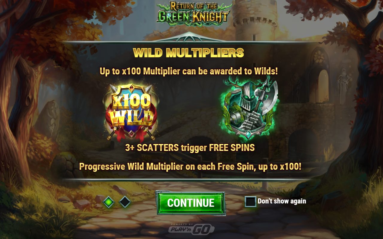 Return of the Green Knight game lobby / feature intro