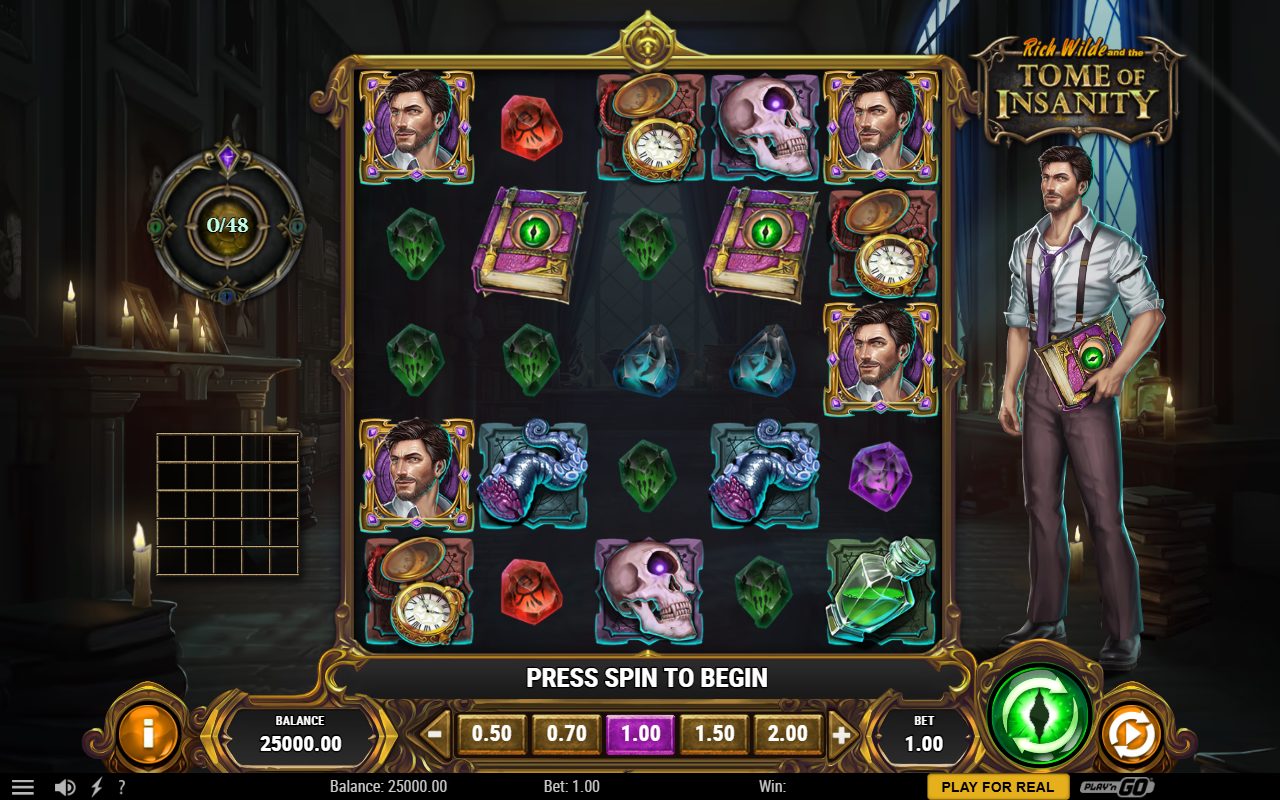 Rich Wilde and the Tome of Insanity base game reels