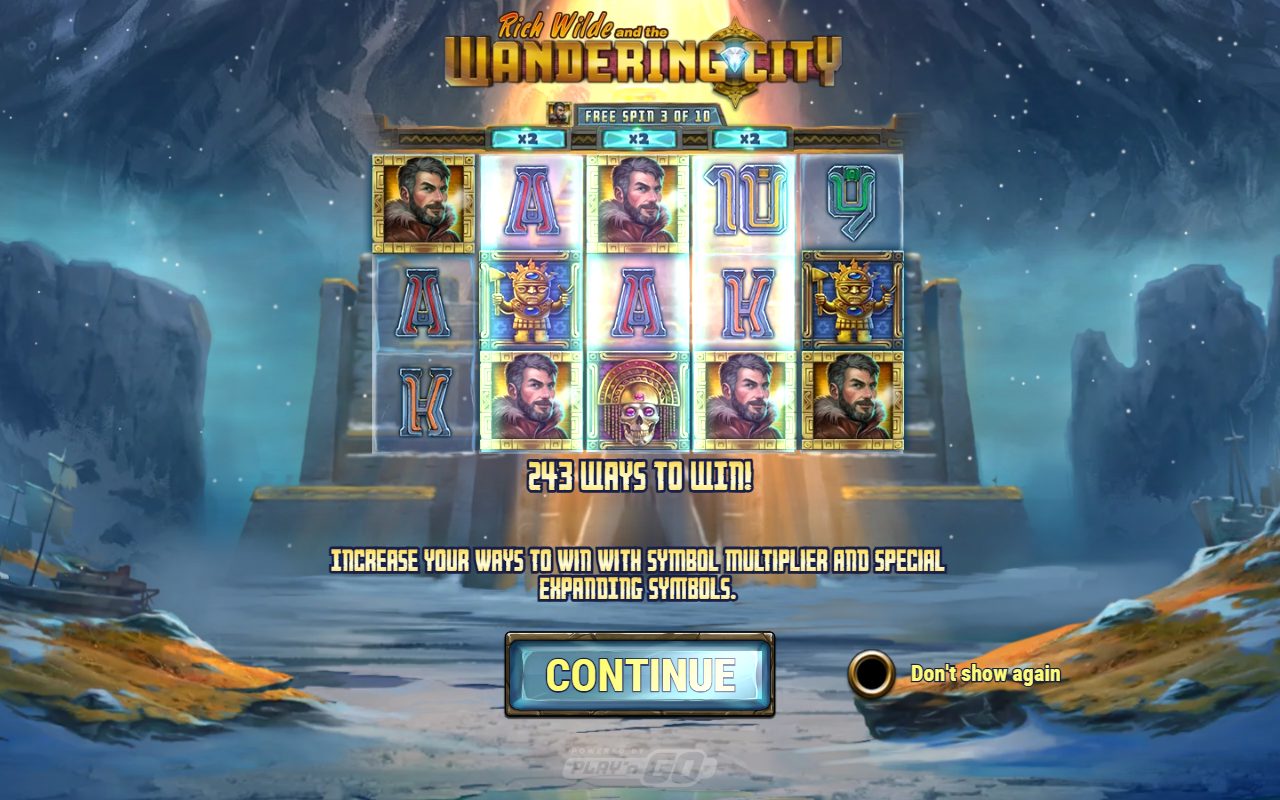 Rich Wilde and the Wandering City game lobby / feature intro