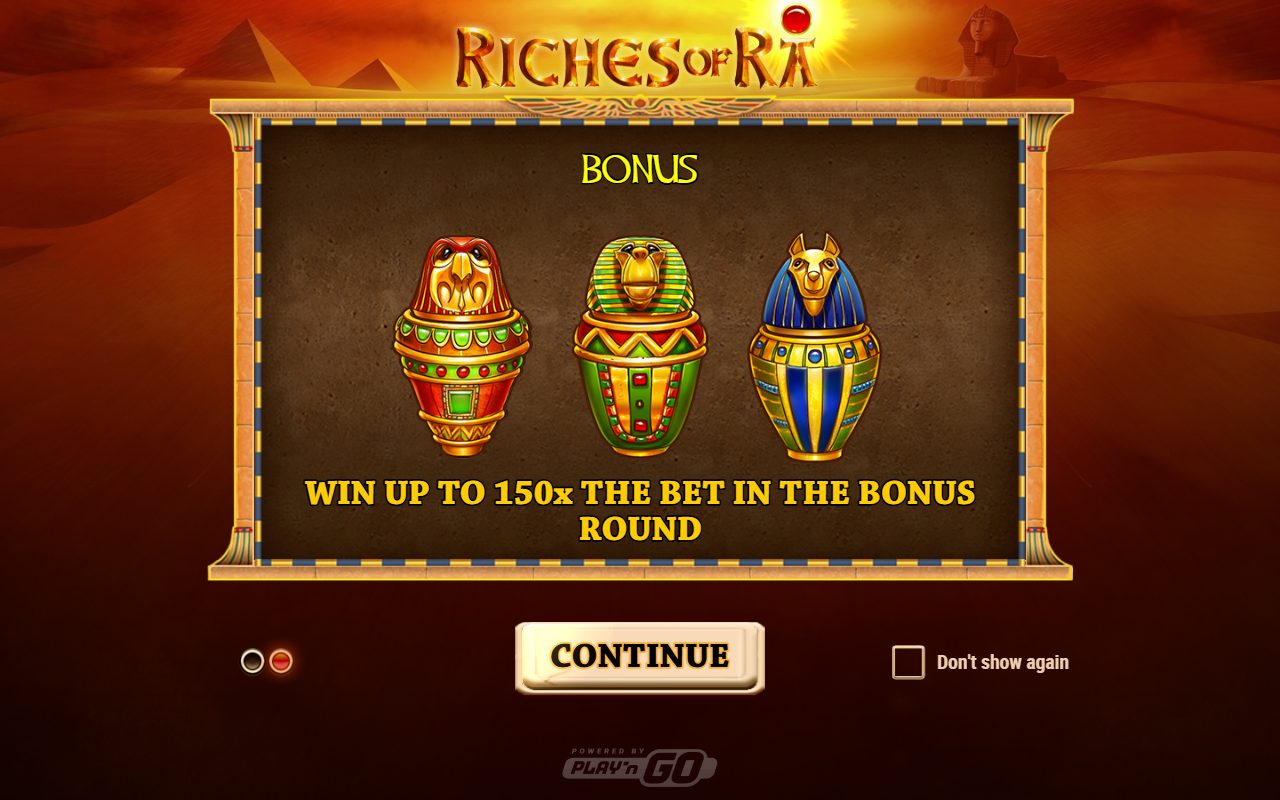 Riches of Ra game lobby / feature intro