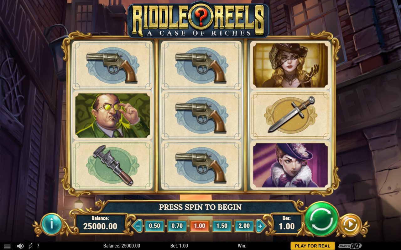 Riddle Reels: A Case of Riches base game reels