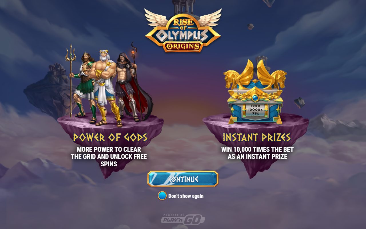Rise of Olympus Origins game lobby / feature intro