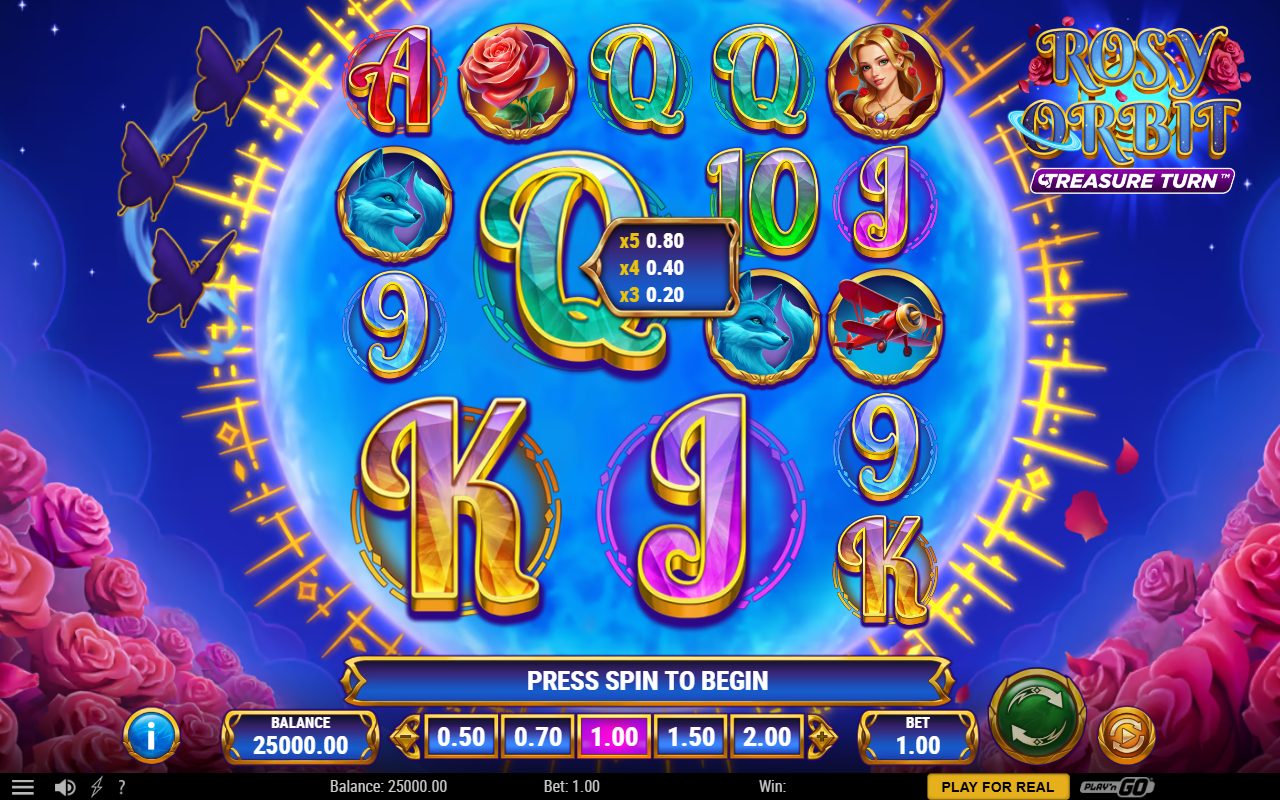 Rosy Orbit Treasure Turn base game reels