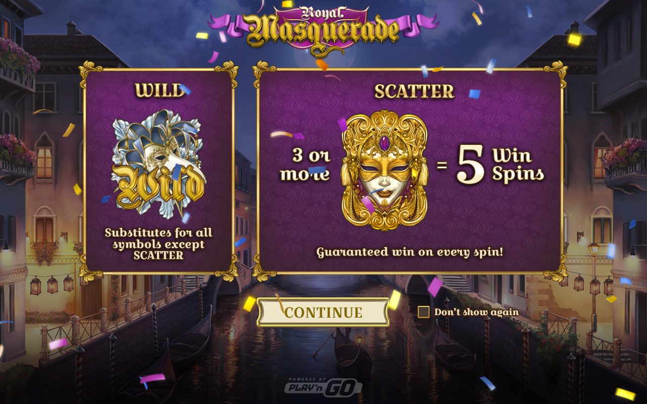 Royal Masquerade game lobby / feature intro