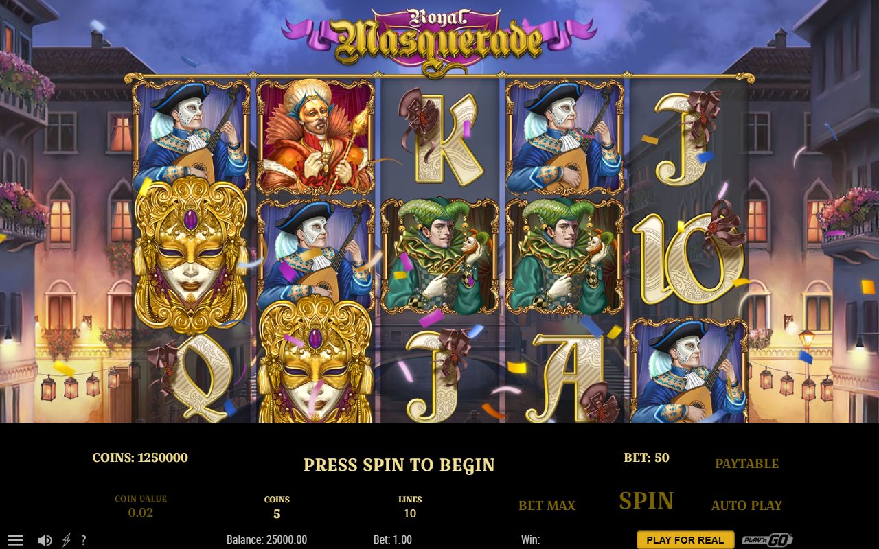 Royal Masquerade base game reels