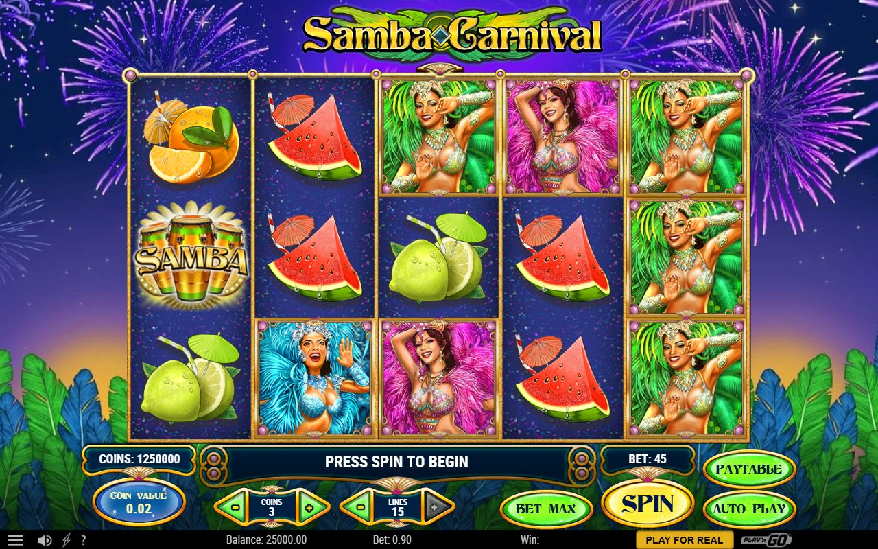 Samba Carnival base game reels