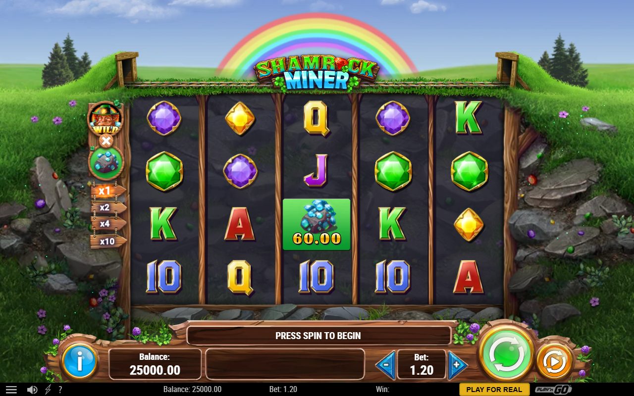 Shamrock Miner base game reels