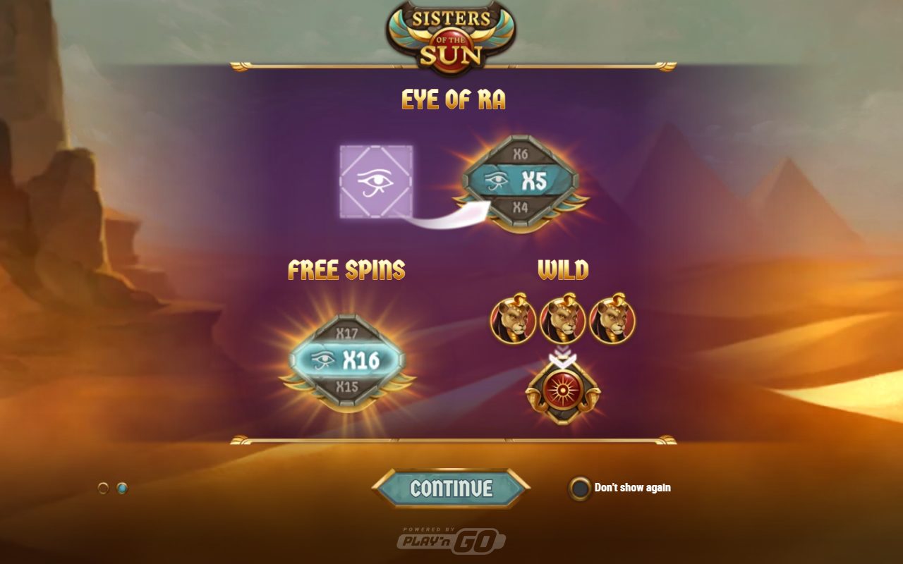 Sisters of the Sun game lobby / feature intro