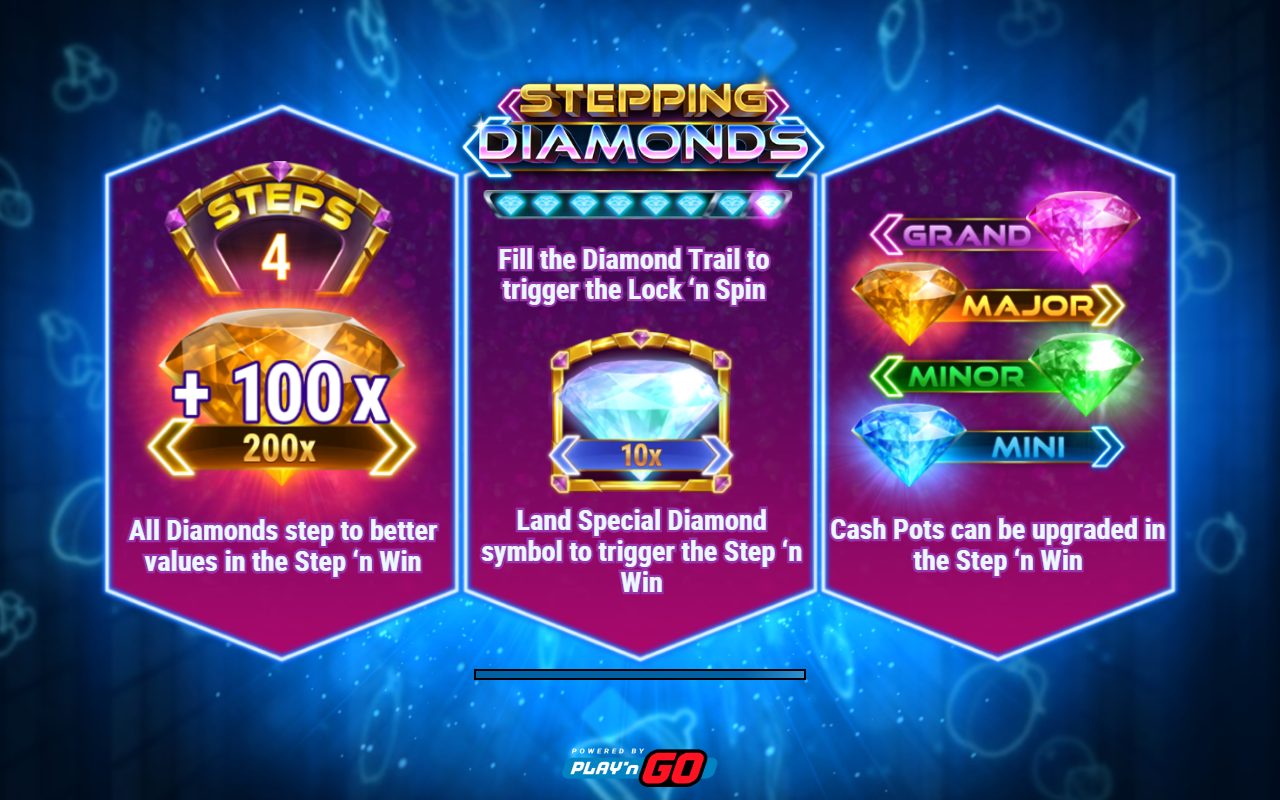 Stepping Diamonds game lobby / feature intro